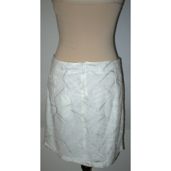 New NWT Womens Piperlime Collection White Silver Sequins Skirt S Small Party - Picture 4 of 11